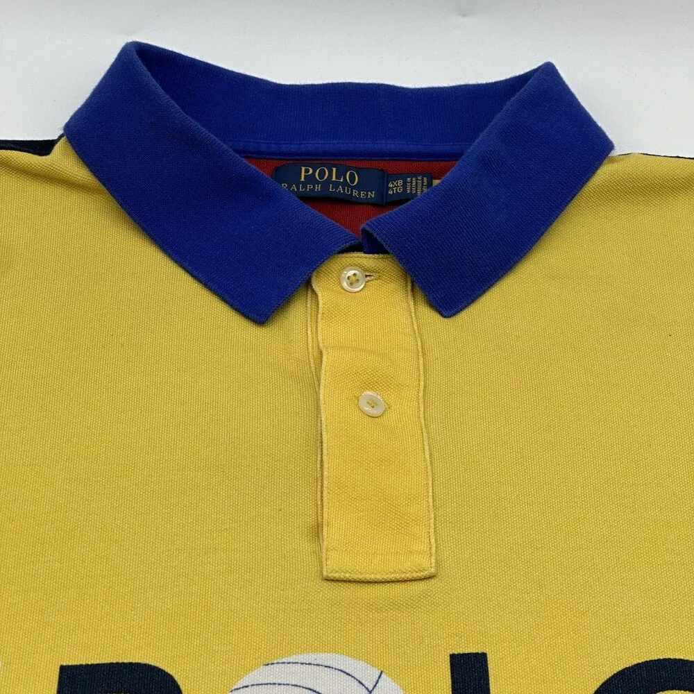 Polo Ralph Lauren Men's Size 4XB Colorblock Beach Volley 1967 Graphic Polo Shirt